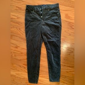 JCrew high rise skinny charcoal corduroy pants